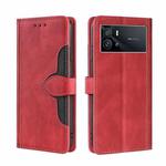 For vivo iQOO 9 Stitching Skin Feel Magnetic Buckle Horizontal Flip PU Leather Case(Red)