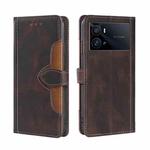 For vivo iQOO 9 Pro 5G Stitching Skin Feel Magnetic Buckle Horizontal Flip PU Leather Case(Brown)