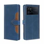 For vivo iQOO 9 Pro 5G Stitching Skin Feel Magnetic Buckle Horizontal Flip PU Leather Case(Blue)