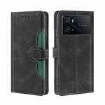 For vivo iQOO 9 Pro 5G Stitching Skin Feel Magnetic Buckle Horizontal Flip PU Leather Case(Black)