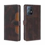 For vivo iQOO U5 5G Stitching Skin Feel Magnetic Buckle Horizontal Flip PU Leather Case(Brown)