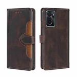 For OPPO A36/A76 Global Stitching Skin Feel Magnetic Buckle Horizontal Flip PU Leather Case(Brown)