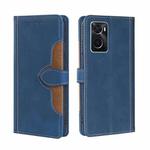 For OPPO A36/A76 Global Stitching Skin Feel Magnetic Buckle Horizontal Flip PU Leather Case(Blue)