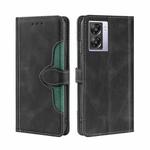 For OPPO A57 5G 2022/Realme Q5i Stitching Skin Feel Magnetic Buckle Horizontal Flip PU Leather Case(Black)