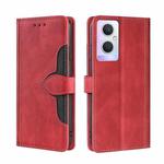 For OPPO A96 5G Stitching Skin Feel Magnetic Buckle Horizontal Flip PU Leather Case(Red)
