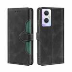 For OPPO A96 5G Stitching Skin Feel Magnetic Buckle Horizontal Flip PU Leather Case(Black)