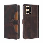 For OPPO Reno7 4G/F21 Pro Stitching Skin Feel Magnetic Buckle Horizontal Flip PU Leather Case(Brown)