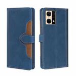 For OPPO Reno7 4G/F21 Pro Stitching Skin Feel Magnetic Buckle Horizontal Flip PU Leather Case(Blue)
