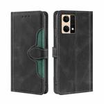 For OPPO Reno7 4G/F21 Pro Stitching Skin Feel Magnetic Buckle Horizontal Flip PU Leather Case(Black)