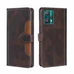 For OPPO Realme 9 Pro Stitching Skin Feel Magnetic Buckle Horizontal Flip PU Leather Case(Brown)