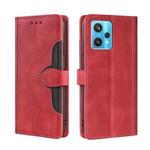 For OPPO Realme 9 Pro+ Stitching Skin Feel Magnetic Buckle Horizontal Flip PU Leather Case(Red)