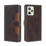 For OPPO Realme C35 Stitching Skin Feel Magnetic Buckle Horizontal Flip PU Leather Case(Brown)