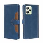 For OPPO Realme C35 Stitching Skin Feel Magnetic Buckle Horizontal Flip PU Leather Case(Blue)