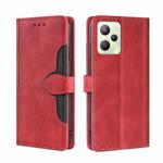 For OPPO Realme C35 Stitching Skin Feel Magnetic Buckle Horizontal Flip PU Leather Case(Red)