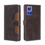 For OPPO Realme GT Neo3 Stitching Skin Feel Magnetic Buckle Horizontal Flip PU Leather Case(Brown)