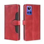 For OPPO Realme GT Neo3 Stitching Skin Feel Magnetic Buckle Horizontal Flip PU Leather Case(Red)