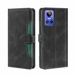 For OPPO Realme GT Neo3 Stitching Skin Feel Magnetic Buckle Horizontal Flip PU Leather Case(Black)