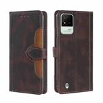 For OPPO Realme Narzo 50i Stitching Skin Feel Magnetic Buckle Horizontal Flip PU Leather Case(Brown)