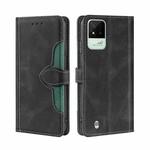 For OPPO Realme Narzo 50i Stitching Skin Feel Magnetic Buckle Horizontal Flip PU Leather Case(Black)