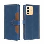 For vivo S12 5G/V23 Stitching Skin Feel Magnetic Buckle Horizontal Flip PU Leather Case(Blue)