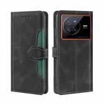 For vivo X80 Stitching Skin Feel Magnetic Buckle Horizontal Flip PU Leather Case(Black)