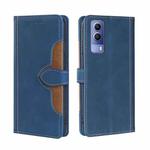 For vivo Y53S 5G/iQOO Z5x/T1X Stitching Skin Feel Magnetic Buckle Horizontal Flip PU Leather Case(Blue)