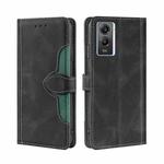 For vivo  Y55S 5G Stitching Skin Feel Magnetic Buckle Horizontal Flip PU Leather Case(Black)