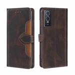 For vivo Y76S/Y74S Stitching Skin Feel Magnetic Buckle Horizontal Flip PU Leather Case(Brown)