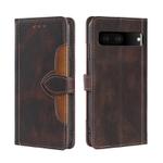 For Google Pixel 7 5G Stitching Skin Feel Magnetic Buckle Horizontal Flip PU Leather Case(Brown)