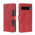 For Google Pixel 7 5G Stitching Skin Feel Magnetic Buckle Horizontal Flip PU Leather Case(Red)