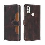 For Kyocera Android One S9/KC S304/Digno Sanga Edition Stitching Skin Feel Magnetic Buckle Horizontal Flip PU Leather Case(Brown)