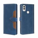 For Kyocera Android One S9/KC S304/Digno Sanga Edition Stitching Skin Feel Magnetic Buckle Horizontal Flip PU Leather Case(Blue)