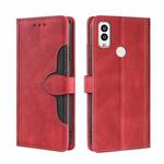 For Kyocera Android One S9/KC S304/Digno Sanga Edition Stitching Skin Feel Magnetic Buckle Horizontal Flip PU Leather Case(Red)