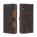 For Sony Xperia Ace III Stitching Skin Feel Magnetic Buckle Horizontal Flip PU Leather Case(Brown)