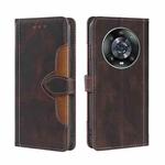 For Honor Magic4 Pro Stitching Skin Feel Magnetic Buckle Horizontal Flip PU Leather Case(Brown)