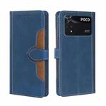 For Xiaomi Poco M4 Pro Stitching Skin Feel Magnetic Buckle Horizontal Flip PU Leather Case(Blue)
