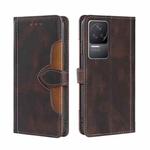 For Xiaomi Redmi K50/Redmi K50 Pro Stitching Skin Feel Magnetic Buckle Horizontal Flip PU Leather Case(Brown)