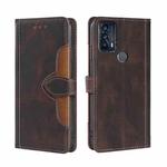 For TCL 20B/6159K Stitching Skin Feel Magnetic Buckle Horizontal Flip PU Leather Case(Brown)