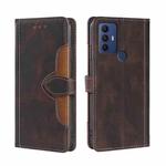 For TCL 30 SE/306/305 Stitching Skin Feel Magnetic Buckle Horizontal Flip PU Leather Case(Brown)