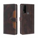 For TCL 30 V 5G/T781S Stitching Skin Feel Magnetic Buckle Horizontal Flip PU Leather Case(Brown)