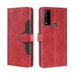 For TCL 30 V 5G/T781S Stitching Skin Feel Magnetic Buckle Horizontal Flip PU Leather Case(Red)