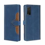 For TCL 205 Stitching Skin Feel Magnetic Buckle Horizontal Flip PU Leather Case(Blue)