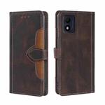 For Alcatel 1B 2022 Stitching Skin Feel Magnetic Buckle Horizontal Flip PU Leather Case(Brown)