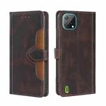 For Blackview A55 Stitching Skin Feel Magnetic Buckle Horizontal Flip PU Leather Case(Brown)