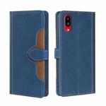 For Sharp Simple Sumaho 6/ A201SH Stitching Skin Feel Magnetic Buckle Horizontal Flip PU Leather Case(Blue)