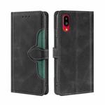For Sharp Simple Sumaho 6/ A201SH Stitching Skin Feel Magnetic Buckle Horizontal Flip PU Leather Case(Black)