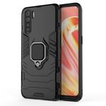 For OPPO A91 PC + TPU Shockproof Protective Case with Magnetic Ring Holder(Black)