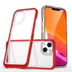 For iPhone 14 Plus Clear Acrylic + PC + TPU Shockproof Phone Case  (Red)