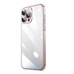 For iPhone 13 Pro Max Transparent Electroplated PC Phone Case (Pink)