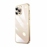 For iPhone 13 Pro Max Transparent Electroplated PC Phone Case (Gold)